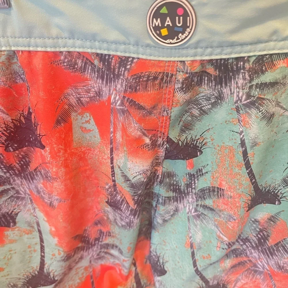 Maui and Sons Men's Stretch Boardshort Swim Trunks Colorful Tropical